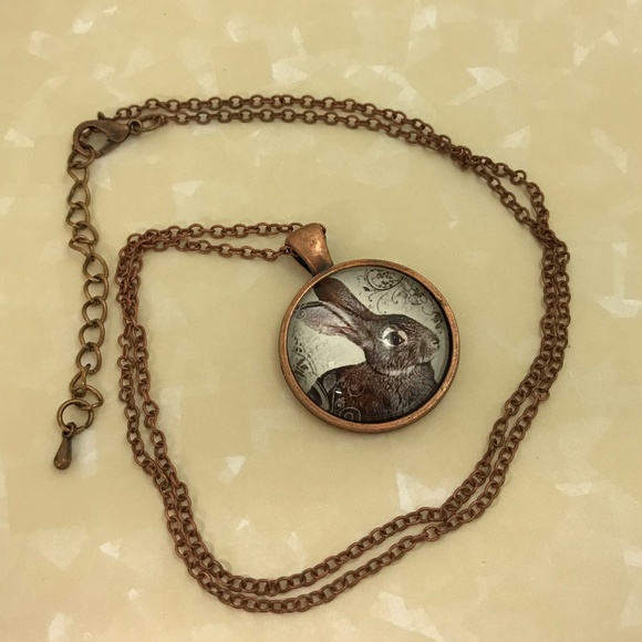 Brown Bunny Rabbit Copper Tone Pendant Necklace - Picture 2 of 5